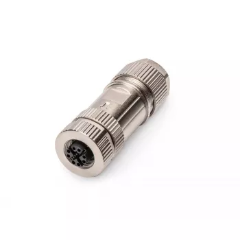 Digitus CAT 6A M12 jack X-coded IP67 konektor samec strieborný plochý