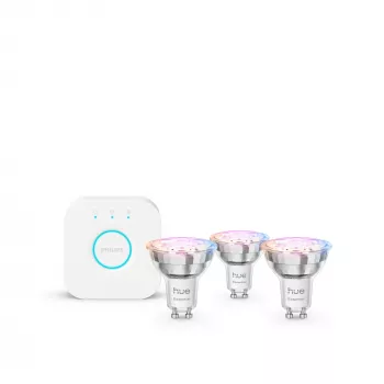 Philips Hue White and Colour Ambience Essential štartovacia sada: 3 smart žiarovky GU10 (345 lm)