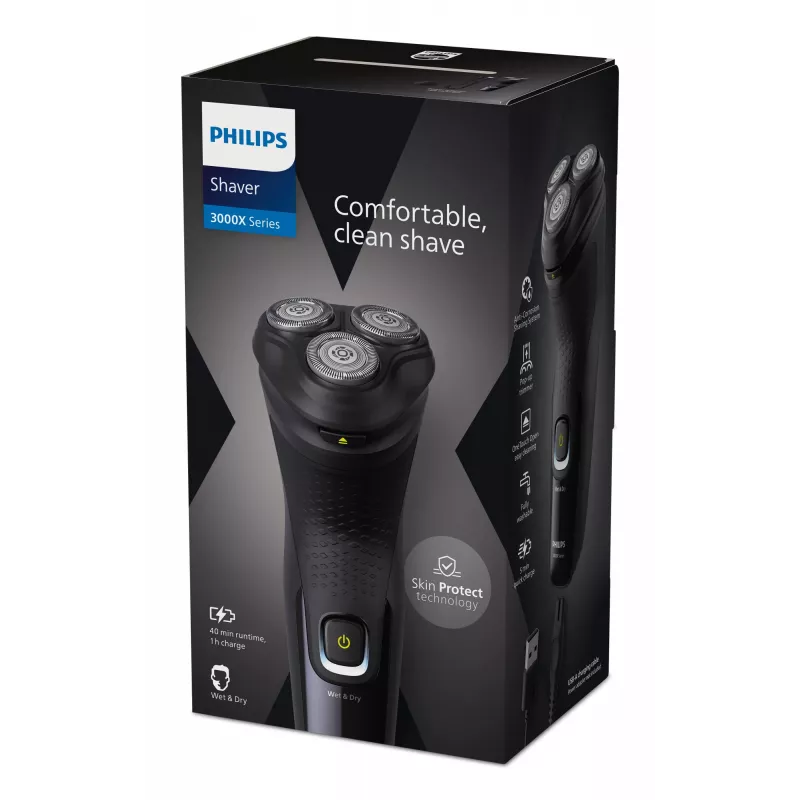 Philips X3021/00 pánsky holiaci strojček rotačný holiaci strojček zastrihávač čierny