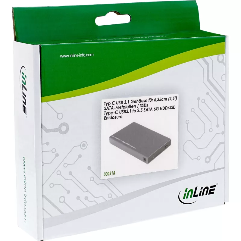 InLine ext. puzdro 2,5 palca USB 3.1, pre SATA HDD/SSD, s konektorom USB-C