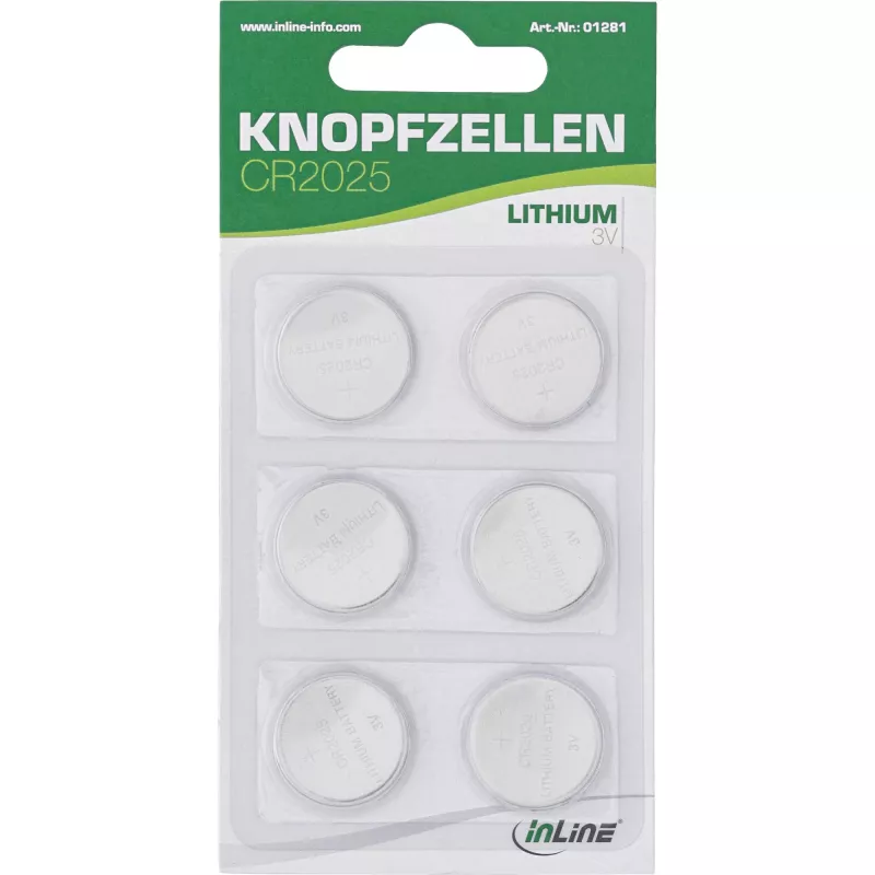 Gombíková batéria InLine CR2025 3V lítium balenie 6 ks