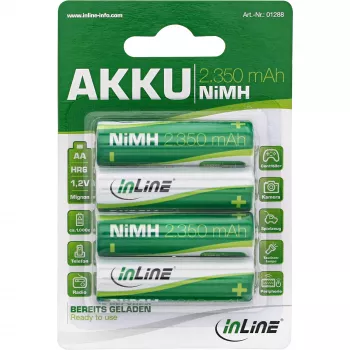 InLine NiMH akumulátor, Mignon (AA), 2350 mAh, pripravený na použitie