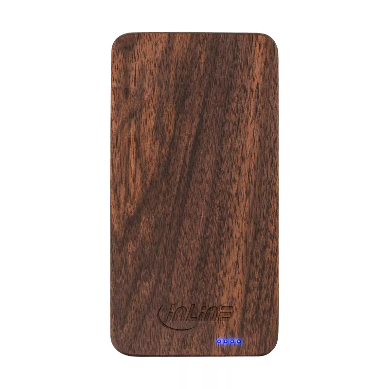 InLine woodplate, USB powerbanka 5.000mAh, s LED, orechové drevo