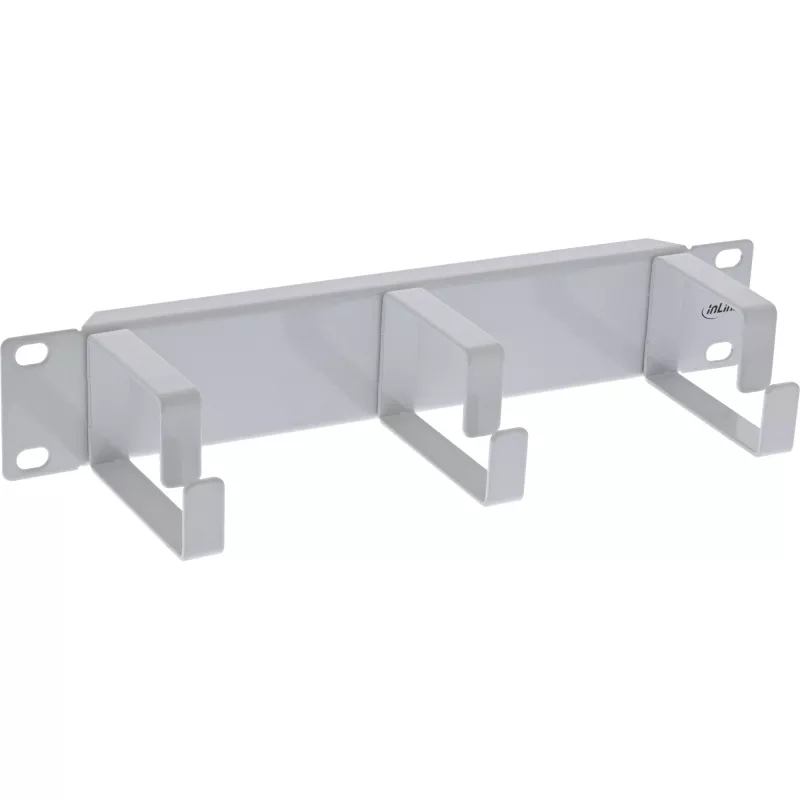 InLine 10 inch panel na vedenie káblov, 3 držiaky, RAL 7035 sivý