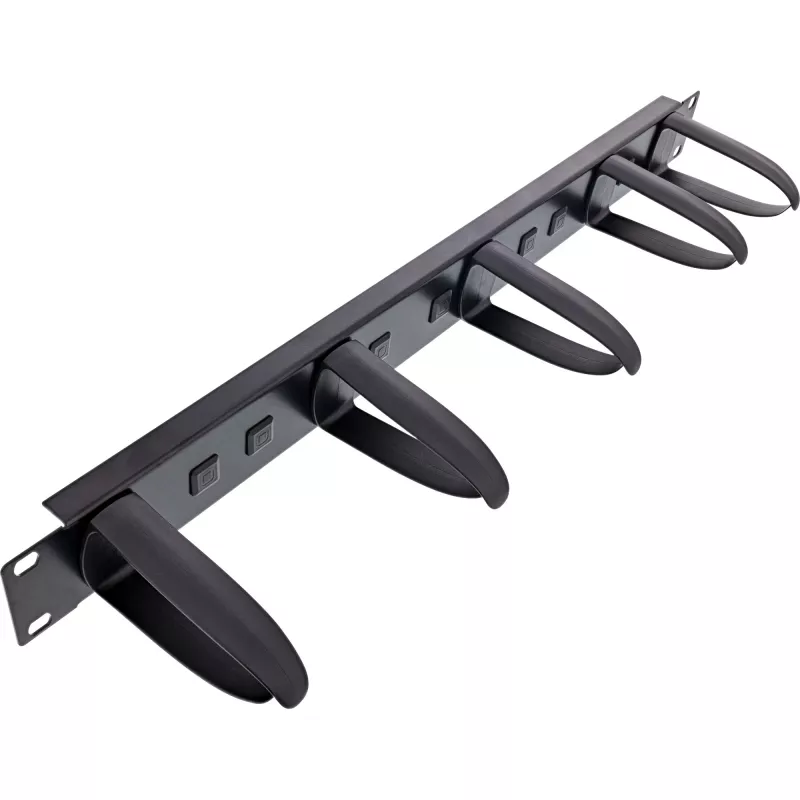 InLine 19 inch panel na vedenie káblov, 5 odnímateľných plastových držiakov, RAL 9005 čierny