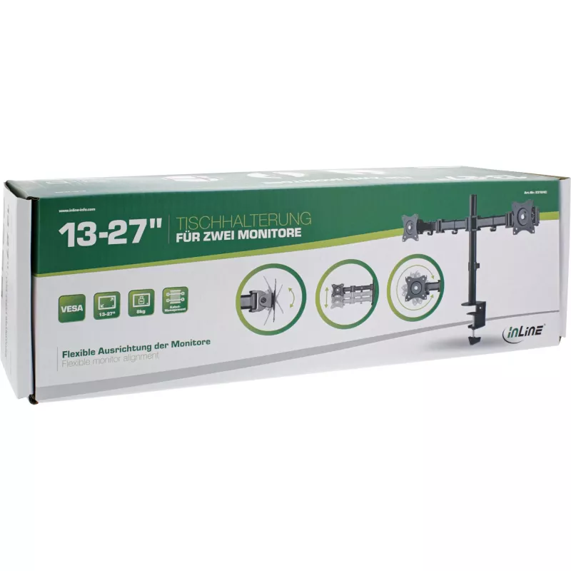 InLine držiak na stôl, pre 2x TFT/LCD/LED do 68 cm (27