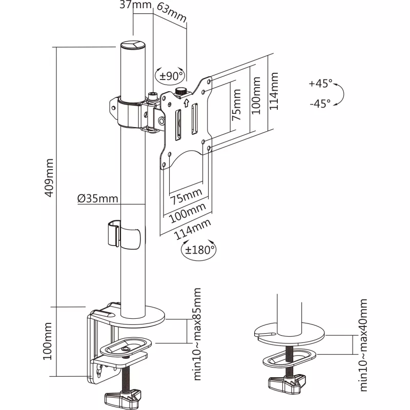 InLine držiak na stôl pre TV / LED / TFT displej do 81 cm 32