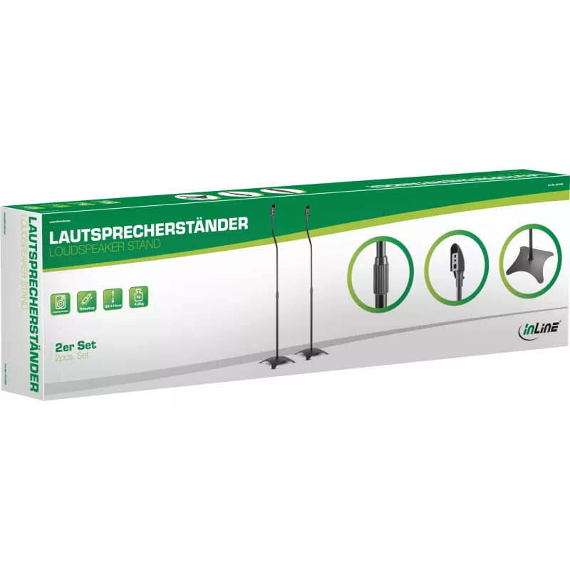 Stojan na reproduktory InLine 23126C 68-110 cm čierny 2 ks
