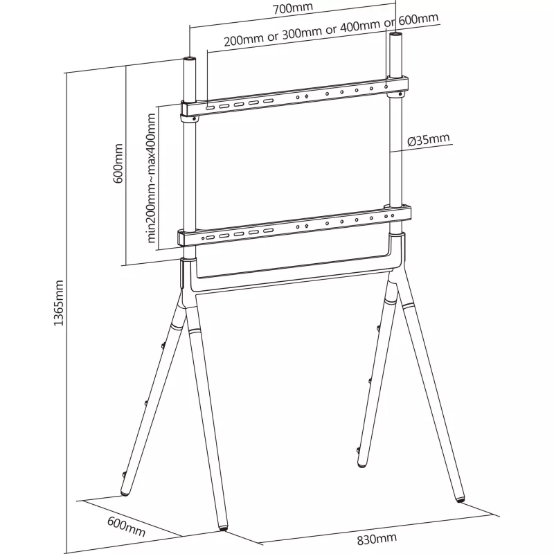 InLine woodstand Studio TV stojan, pre displeje 49
