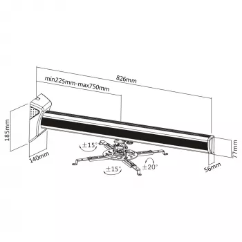 Nástenný držiak na projektor InLine 23139A max. 16 kg