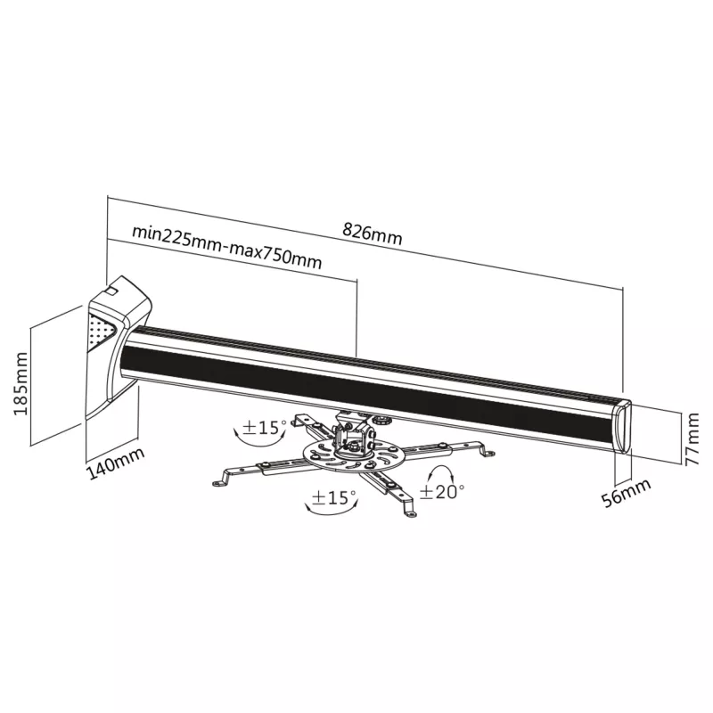 Nástenný držiak na projektor InLine 23139A max. 16 kg