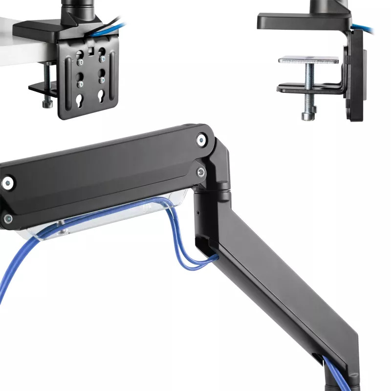 InLine desktopová montáž s výškovým nastavením a USB3.0, pohyblivá, pre 3 displeje do 27