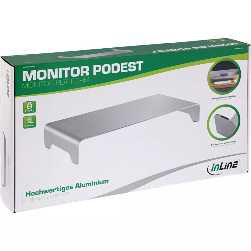 InLine monitor platforma hliník 63mm max. 10kg voľne stojaca strieborný 23175A
