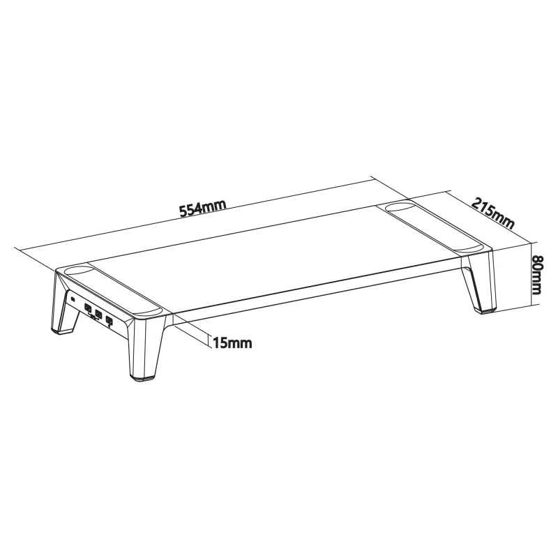 InLine Monitor Platform+, 2x USB 3.2 Gen1 a nabíjanie QC3, 80mm, max. 15kg