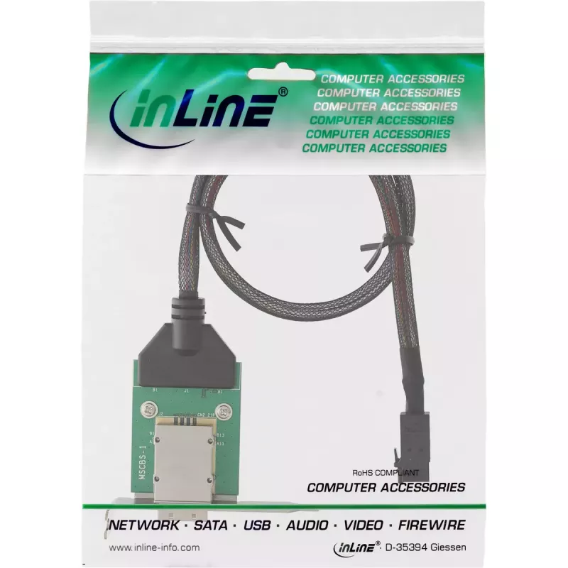 InLine SAS HD low-profile adaptérový držiak ext. SFF-8088 / int. SFF-8643 0,75 m