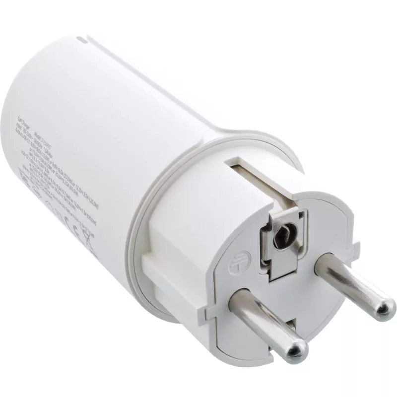 InLine USB PD napájací zdroj, GaN nabíjačka, 3-port, Dual-USB-C + USB-A, 65W, biela