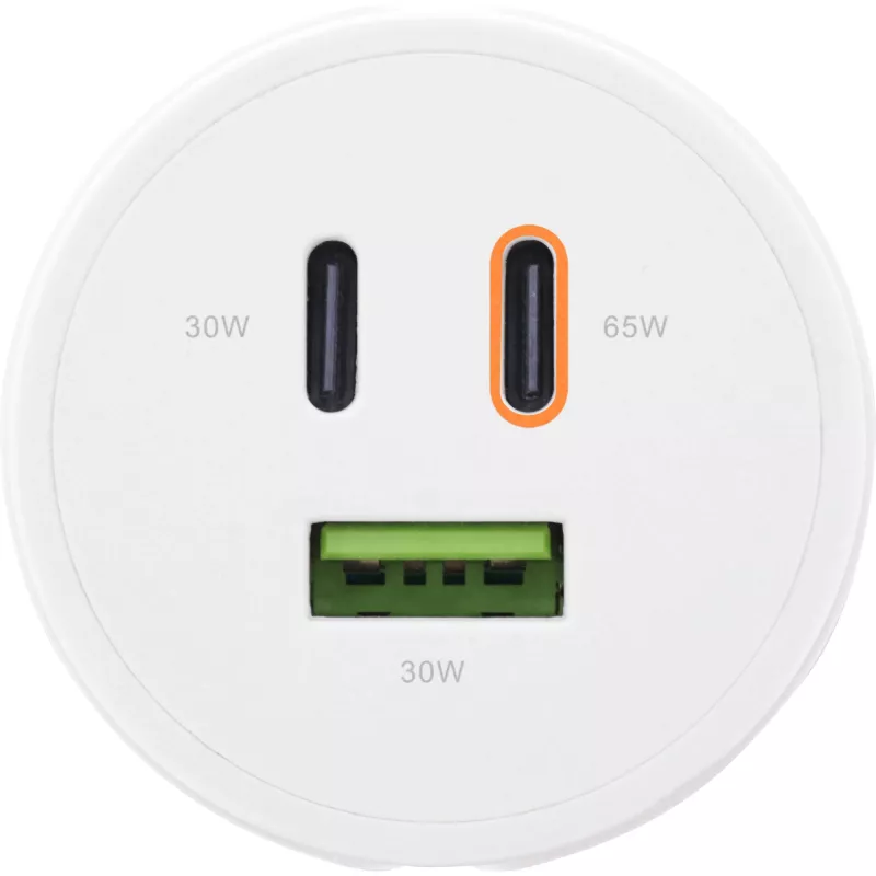 InLine USB PD napájací zdroj, GaN nabíjačka, 3-port, Dual-USB-C + USB-A, 65W, biela