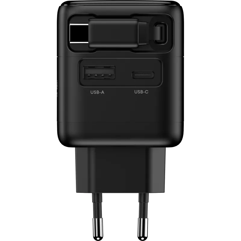 InLine USB napájací zdroj, 70 W, GaN, USB-C PD + USB-A QC, kábel 60 cm, čierny