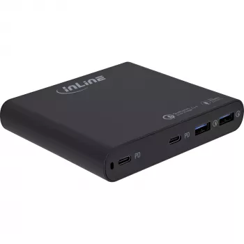 InLine USB napájací zdroj, GaN nabíjačka, 4-port, 2x USB-C + 2x USB-A, 120W, biela