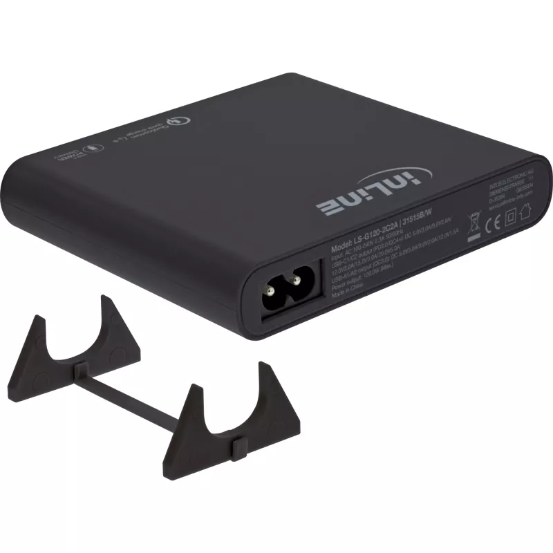 InLine GaN USB napájací adaptér, 4 porty, 2x USB-C + 2x USB-A, 120 W, čierny (31515B)