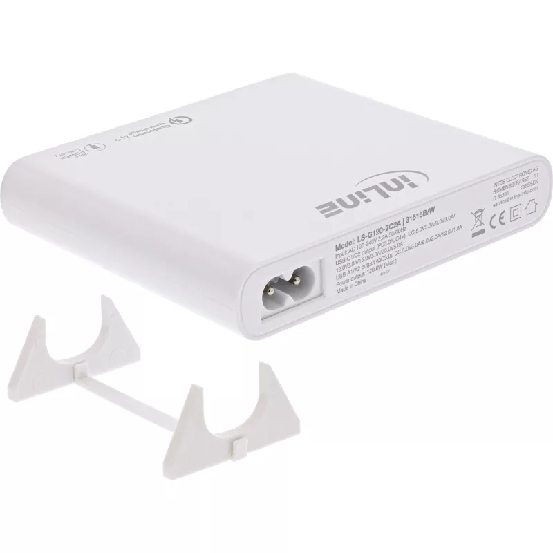 InLine USB napájací zdroj, GaN nabíjačka, 4-násobná, 2x USB-C + 2x USB-A, 120W, biela