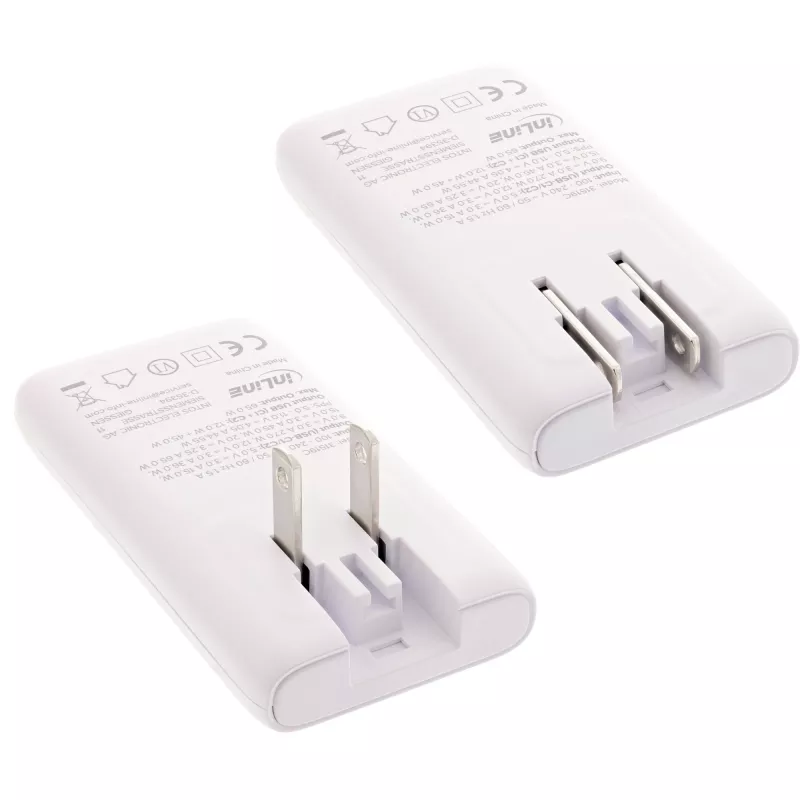 USB napájací zdroj InLine 31519C Dual USB-C 65W – Dual-USB-C konektory, 65 W celkový výkon