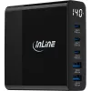 InLine USB PD napájací zdroj, GaN nabíjačka, 5-port, USB-C + USB-A, 140W, s displejom