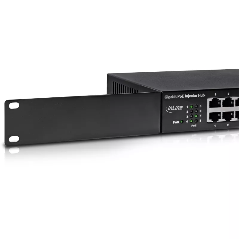 InLine PoE+ Gigabit Network Injector Hub 8 portov (8x PoE+), 1 Gb/s, 19