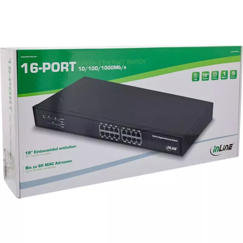 InLine Gigabit Network Switch 16 portov, 1 Gb/s, 19
