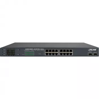 InLine PoE+ Gigabit sieťový switch 24 port, 1 Gb/s, 2xSFP, 19