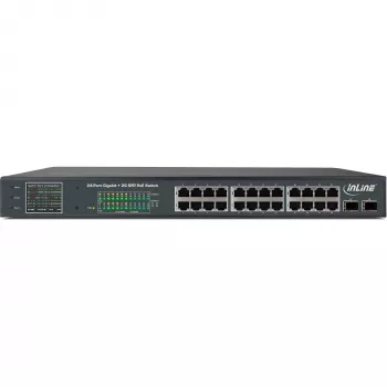 InLine PoE+ Gigabit Network Switch 24 portov, 1 Gb/s, 2x SFP, 19