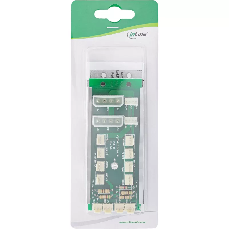 InLine Multi Port Panel 2x Molex 4 pin na 12 x 3 pin konektor ventilátora pre 12 ventilátorov