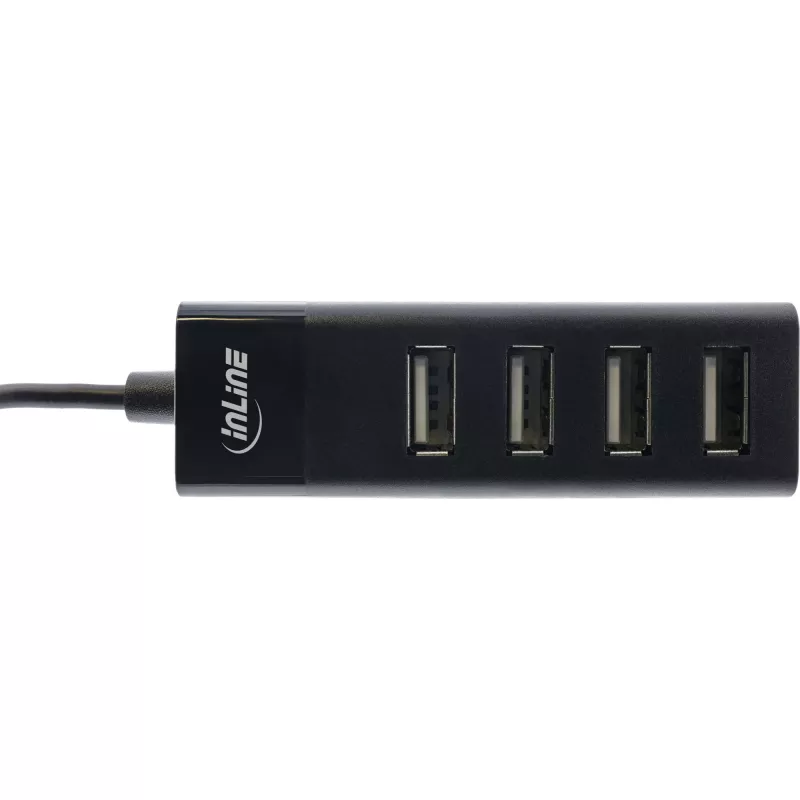 InLine USB 2.0 4-portový hub, Type-A konektor samec na 4x Type-A konektor samica, čierny, 30 cm, tenký