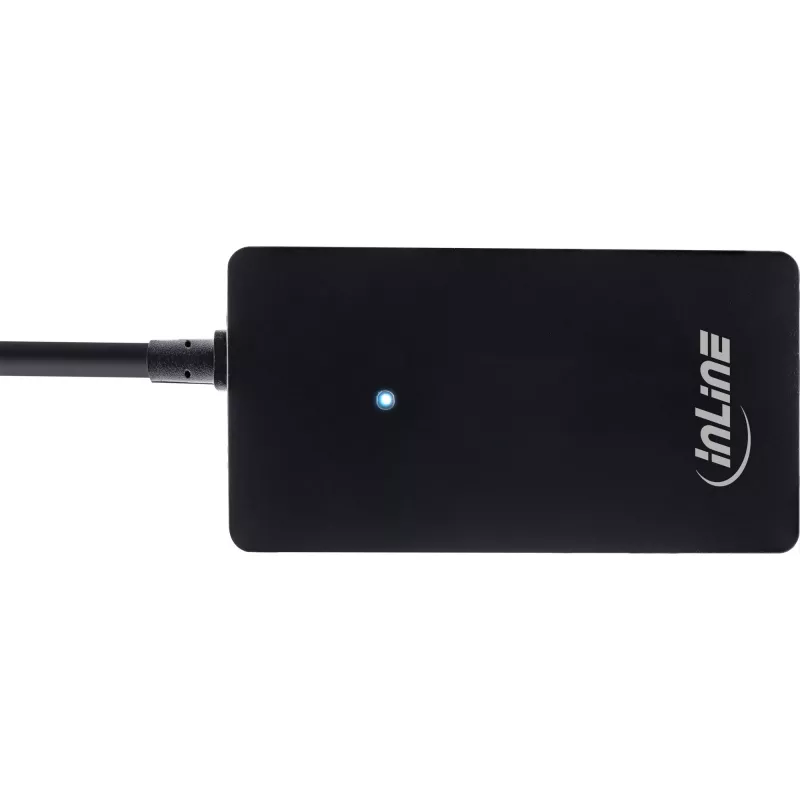 InLine USB 2.0 4-portový hub, Type-A konektor samec na 4x Type-A konektor samica, čierny, 30 cm