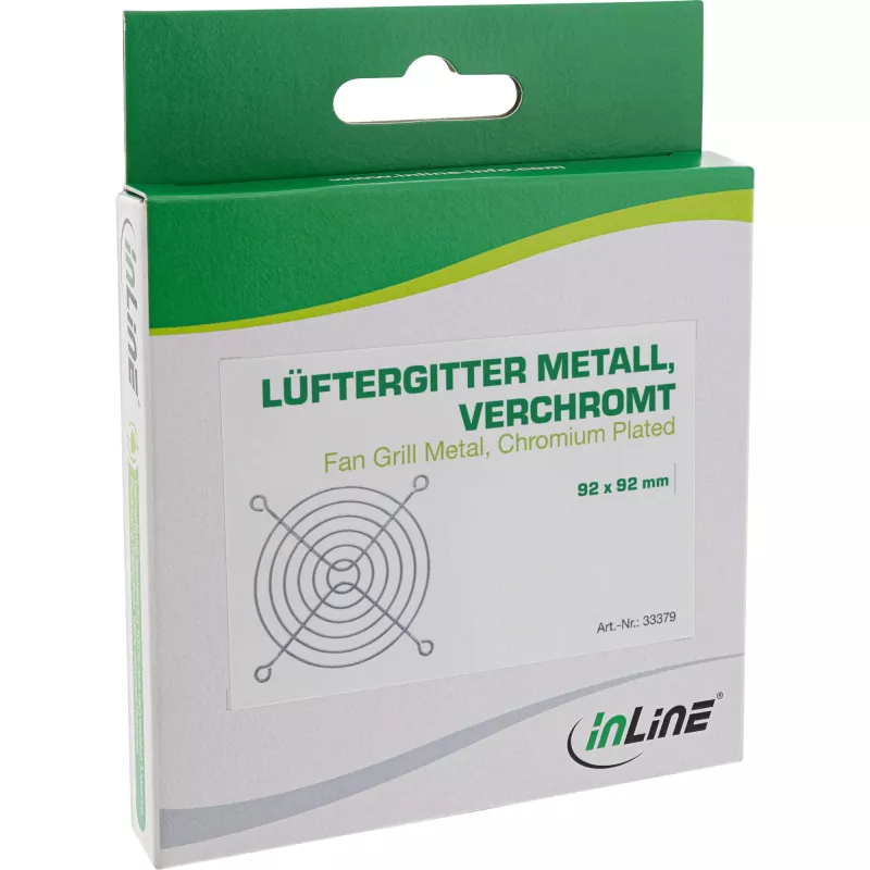 InLine ochranná mriežka ventilátora kovová pochrómovaná, 92x92mm