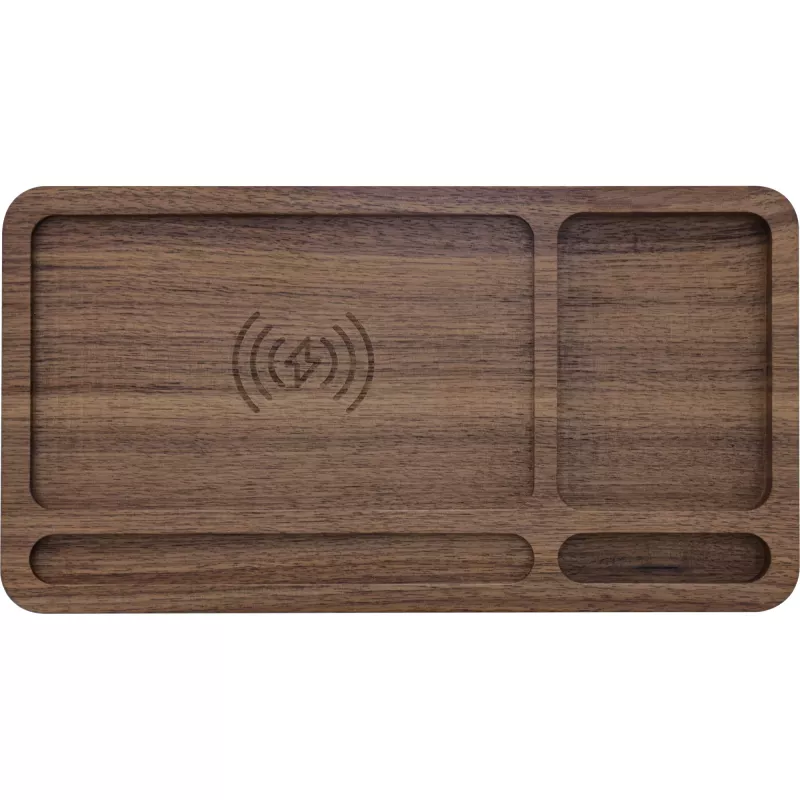 Organizér InLine WoodCharge s Qi nabíjacou plochou a USB napájacím zdrojom