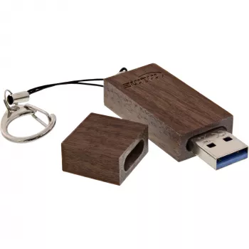 InLine USB 3.0 flash disk, orechové drevo, s kľúčenkou, 8 GB