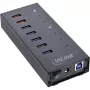 InLine USB 3.2 Gen.1 7 portový hub hliníkové puzdro s 2,5A napájacím zdrojom, čierny