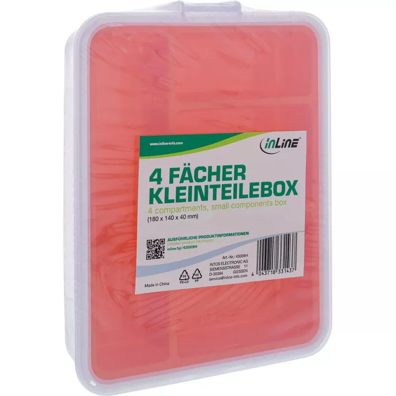 InLine Krabička na malé množstvá, 4 priehradky, 180x140x40mm, oranžová