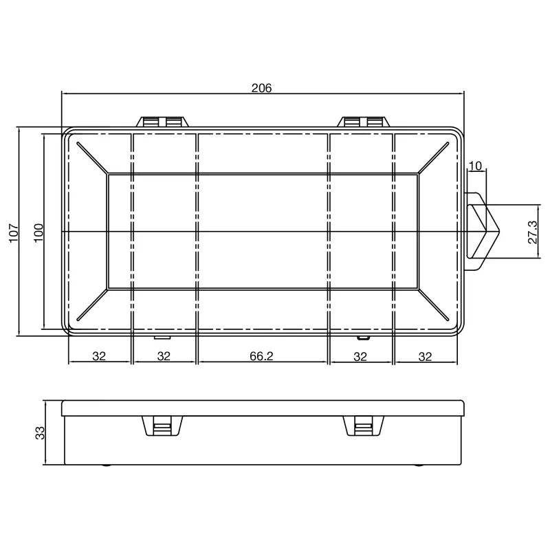 InLine Krabička na drobné diely, 5 priehradiek, 206x107x33mm, priehľadná