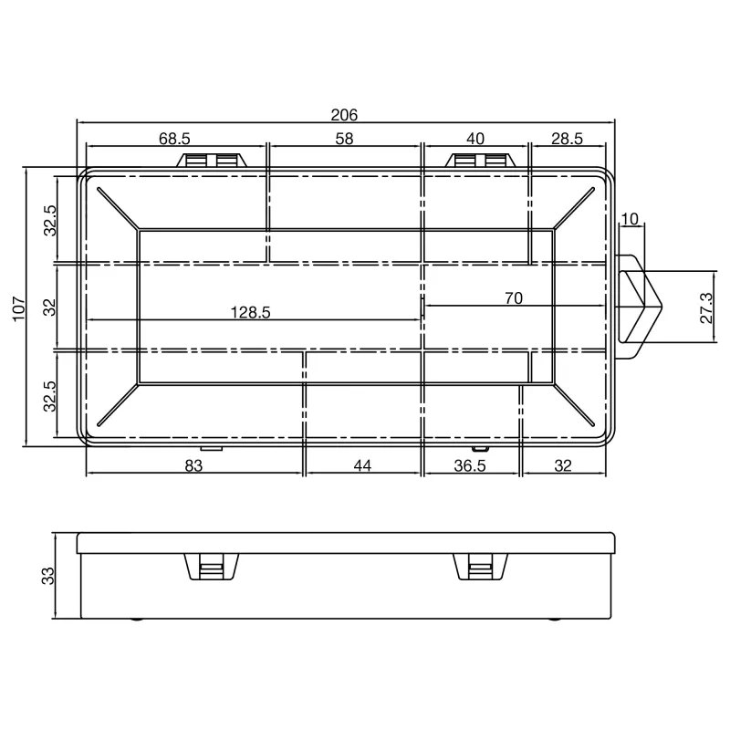 InLine Krabička na drobné diely 10 priehradiek 206x107x33mm, priehľadná