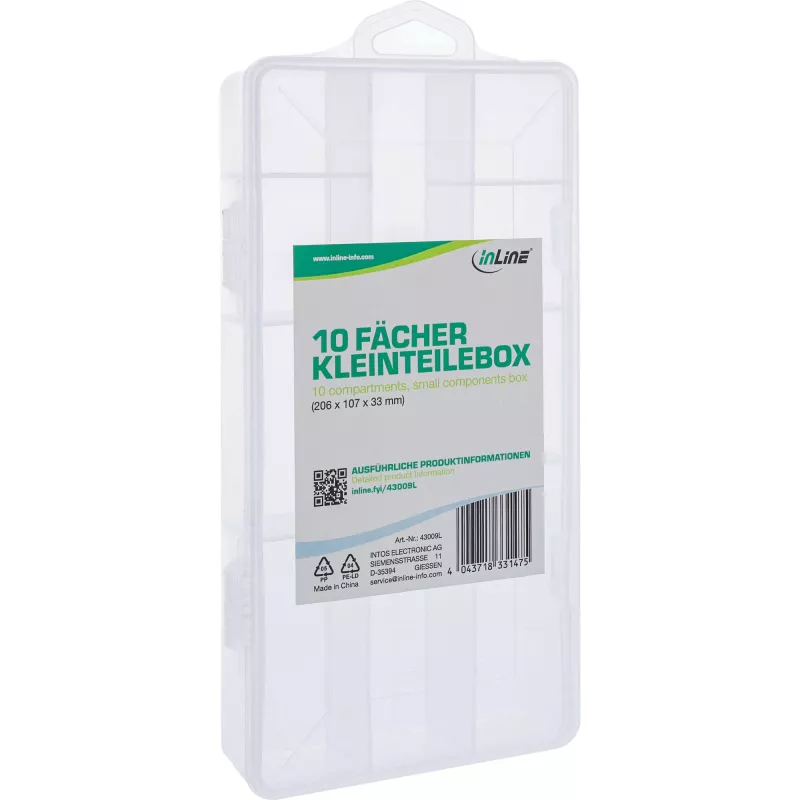 InLine Krabička na drobné diely 10 priehradiek 206x107x33mm, priehľadná