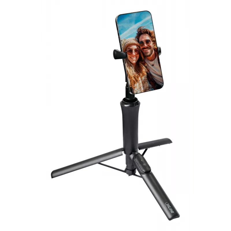 Selfie tyč statív InLine 48091 s Bluetooth diaľkovým ovládaním – výsuvný držiak na smartfón