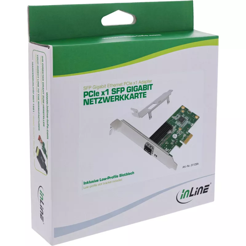 InLine Gigabit sieťová karta, 1x SFP, PCIe x1, vrát. Low-Profile záslepky
