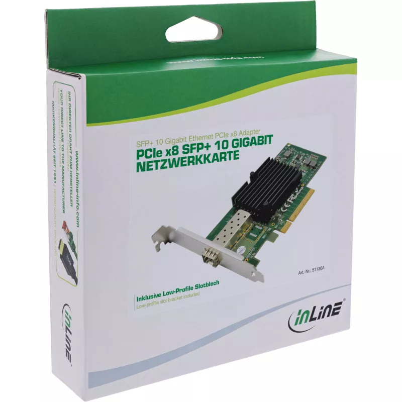 InLine 10 Gigabit sieťová karta, 1x SFP+, PCIe x8, vrát. Low-Profile záslepky