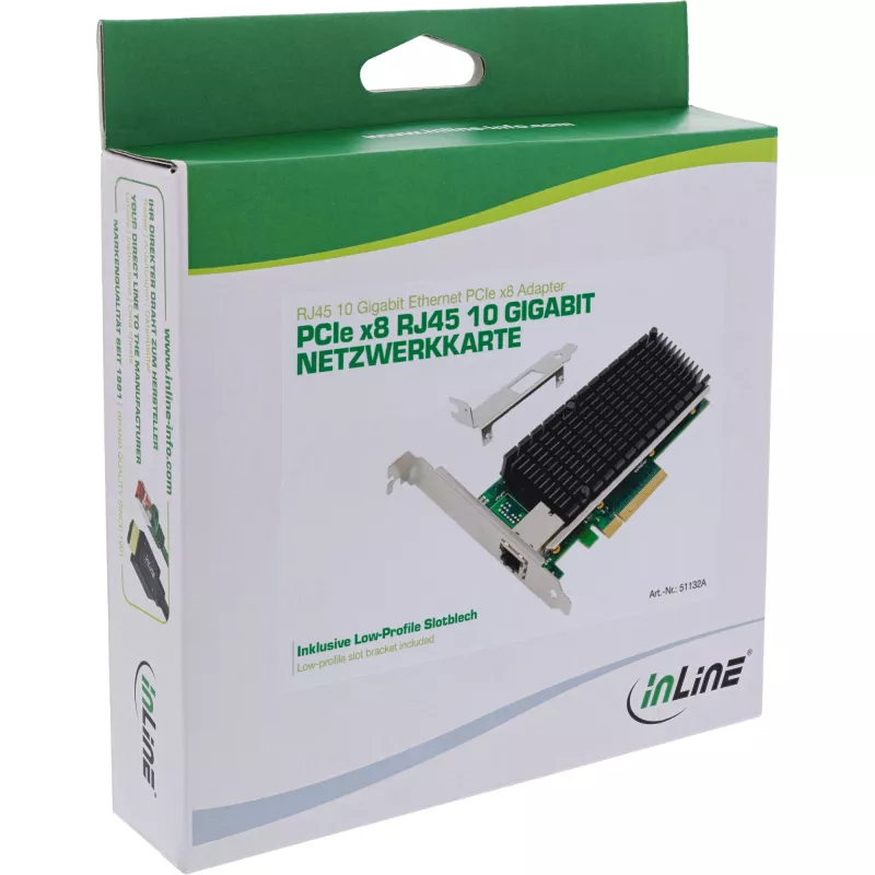 InLine 10-Gigabit sieťová karta, 1x RJ45 10Gb/s, PCIe x8, vrát. LP záslepky
