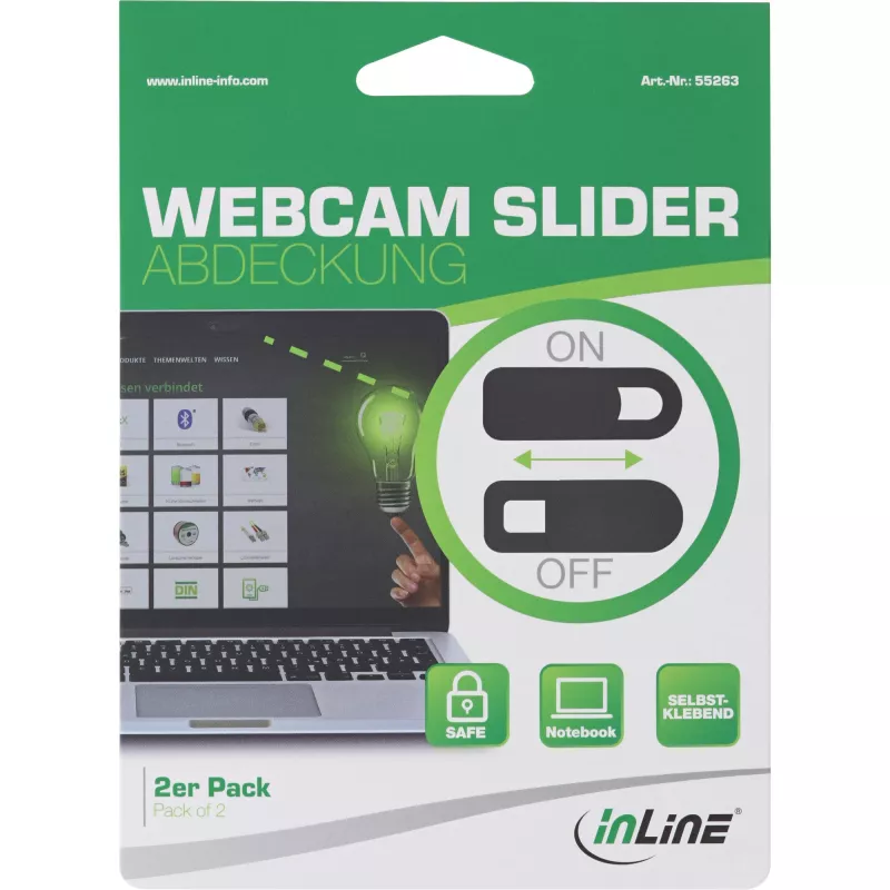 InLine Posuvná krytka na webkameru, čierna, 2 kusy
