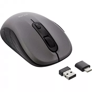 InLine Myš 3-in-1, Bluetooth + 2x 2,4 GHz, 5 tlačidiel, optická, sivá/čierna