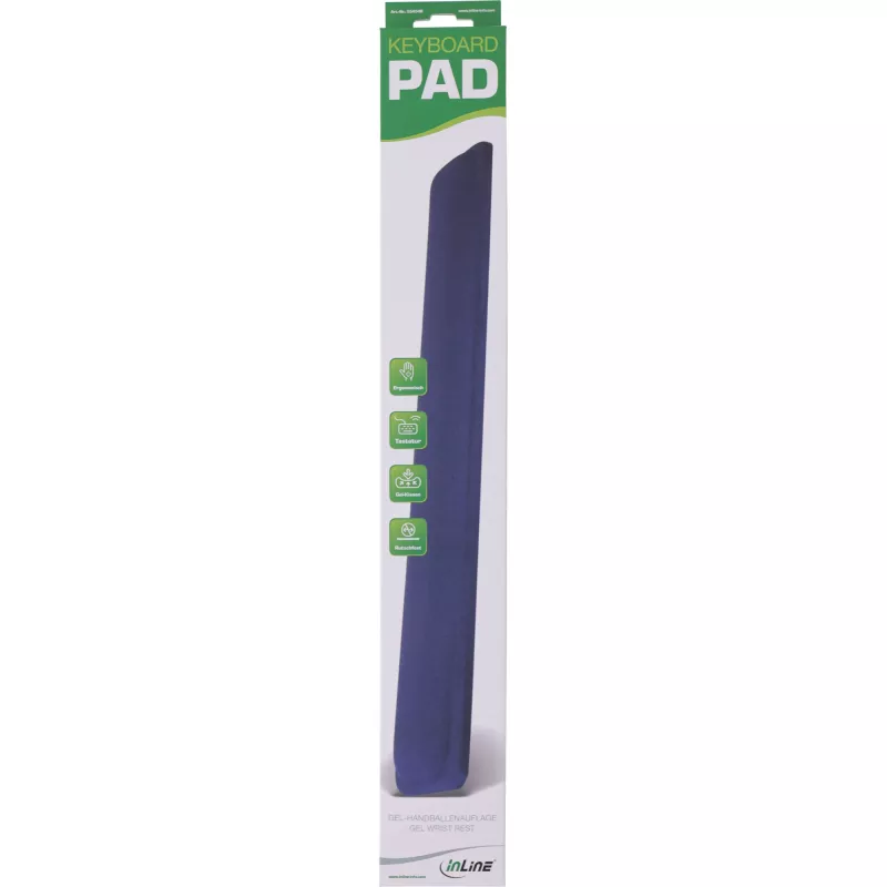 InLine Gélová podložka pod zápästie pre klávesnicu, modrá, 464x60x23 mm