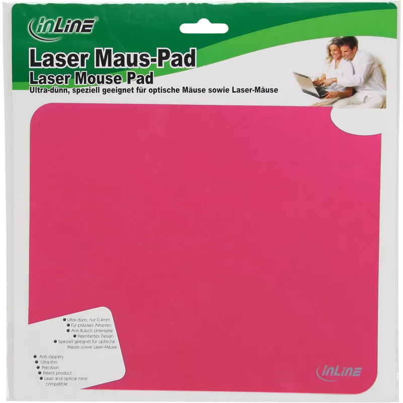 InLine podložka pod myš 55456R laserová ultratenká červená 220x180x0,4mm